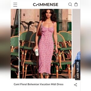 Commense Pink Floral Midi Dress